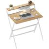 HOMCOM Scrivania Pieghevole con Ripiano per Monitor, 81.5x62x86.5 cm, Legno e Bianco | Aosom Italy