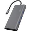 ICY BOX IB-DK4040-CPD Dock USB-C con HDMI, hub USB 3.0, Power Delivery, LAN, lettore di schede, audio, VGA per MacBook e laptop, alluminio, grigio