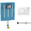 Geberit - Kit Geberit cassetta di scarico incasso WC con placca bianca a due pulsanti Sigma 01 e canotto di collegamento