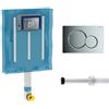Geberit - Kit Geberit cassetta di scarico incasso WC con placca cromata a due pulsanti Sigma 01 e canotto di collegamento