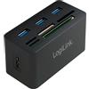 LogiLink Hub USB 3.2, 3 porte, con Lettore Schede