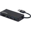 Manhattan Hub USB-A 3.2 Gen1, 3 porte, con Lettore Schede