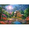 Castorland-1000 pc-Cottage in The Moon Garden Puzzle, Multicolore, Castorland_C-104208-2