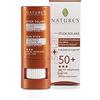 Bios Line NATURE'S I i Solari - Stick Solare con Acqua Unicellulare di Arancia Dolce e Burro di Karité Bio, SPF 50+ UVA UVB, Stick Labbra, 8 ml