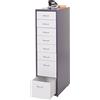 Mendler Cassettiera classificatore ufficio mobile Boston T851 con ruote 8 cassetti 110x28x41cm grigio scuro cassetti bianco