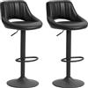HOMCOM Set da 2 Sgabelli da Bar con Altezza Regolabile 85-106cm e Poggiapiedi, Sgabelli Alti da Cucina e Soggiorno con Seduta Girevole in Finta Pelle, Nero