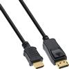 Inline 24539 Cavo DisplayPort Maschio a HDMI Maschio, 0.5 m, Audio, HDTV, FullHD, Dp1.1, Dorato, Nero