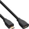 InLine 22520 Cavo Micro USB 2.0, Prolunga, Type Micro-B Maschio/Femmina, Pin Dorati, 1.5 m, Nero