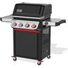WEBER Barbecue a Gas da Giardino BBQ da Esterno 4 Bruciatori in Acciaio Inox con Ripiani Laterali e Griglie in Ghisa Smaltata WeberCraft colore Nero/Silver Spirit Ep 425 - 1500952