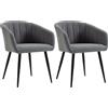 HOMCOM Set 2 Sedie Imbottite Moderne, Rivestimento Tessuto, Gambe Metallo, Eleganti per Soggiorno/Salotto - Grigio Scuro|Aosom