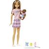Barbie Skipper Muñeca niñera Morena con mechas, con bebé y Accesorios para su Cuidado, Juguete +3 años (Mattel HJY32)