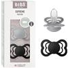 BIBS Supreme Ciuccio, 6-18 mesi, confezione da 2, Cloud/Black