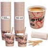 Caffetti 150 Bicchierini Caffè 3 oz + 150 Palette, Bicchieri 90 ml in Carta Made in Italy, Palettine Monouso in Legno Betulla Riciclabili, per Ristoranti, Ufficio, Asporto, Bar, Espresso