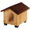 Ferplast DOMUS S Casetta per Cani in Legno FSC - Tetto Apribile con Chiusura, Impermeabile & Anti-UV - Griglia Aerazione - Porta Antimorso in Alluminio - Piedi Isolanti - 121 x 78 x h 78,5 cm
