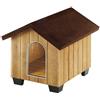 Ferplast DOMUS L Casetta per Cani in Legno FSC - Tetto Apribile con Chiusura, Impermeabile & Anti-UV - Griglia Aerazione - Porta Antimorso in Alluminio - Piedi Isolanti - 121 x 78 x h 78,5 cm