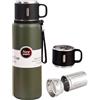 GHKLNY Borraccia termica in acciaio inox, 765,4 g, con tazza, grande capacità, thermos per bevande calde/bevande fredde, da viaggio (colore verde militare, 765,4 g)