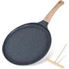 Dokeno Padella per Crepes Ø24cm, con Maniglia Rimovibile, Rivestimento in Pietra Medica Antiaderente, Crepiera con Distributore di Impasti, Padella Pancake Antiaderente, senza PFOA (Grigio)