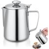 Otufan Pentolino Latte Con Coperchio, 350ml in Bricco Latte Acciaio Inox, Con Coperchio E Maniglia Design a Prova Di Fuoriuscita, Per Versare Caffè E Preparare Cappuccino E Latte