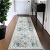 TOPICK Tappeto/passatoia per camera da letto, soggiorno, sala da pranzo e ufficio, a pelo corto, 60 x 210 cm, passatoia vintage con fiori orientali, lavabile