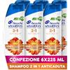 Head & Shoulders Antiforfora Shampoo e Balsamo 2in1, Anticaduta Dovuta A Rottura, Fino Protezione dalla Forfora per Cute e Capelli, Con Microbioma Bilanciato, 225 ml x6