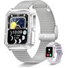 IARET Smartwatch Donna Chiamate Bluetooth,1.59 HD Orologio Diamante con Frequenza Cardiaca, Pressione Sanguigna, SpO2, Sonno, Assistente Vocale, Impermeabil per Android iOS, Regalo Donna, 2 Cinturini