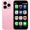 CatCalls Mini smartphone sbloccato 4G telefono cellulare, 3.0 pollici, 32 GB espandibile fino a 128 GB, doppia fotocamera SIM, Android 10.0, supporto WiFi Bluetooth Backup telefono (XS15-Pink)
