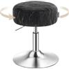 VASAGLE Sgabello da Trucco, Sedia per Toeletta, Regolabile in Altezza, Girevole a 360°, in PU, Seduta Spessa, per Camera da Letto Cucina Sala da Pranzo, Moderno, Nero Inchiostro LJB120B01