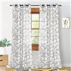 MRTREES Tende per Interni Moderne Grigio Tende Trasparenti in Voile con Occhielli per Camera da Letto Soggiorno Salotto Eleganti Finestre Tenda con Stampa di Foglie 140x240 cm 2 Pezzi