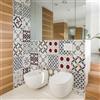 RE-COVERTILES - Adesivi Piastrelle Cucina Bagno Mattonelle adesive in PVC Impermeabili Antigraffio Stickers Decorazione Parete Cementine Peel and Stick - Modello 24 Pz 10x10 cm PS00166 Made in Italy
