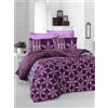 Nuit Des Rêves Luxurious Satin Single XXL - Set di copertine trapunte, 155 x 220 cm, 100% cotone, 210 thread Count, viola e bianco, lavabile in lavatrice, elegante chiusura a bottone, doppio
