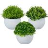 Relaxdays Pianta Artificiale in Set da 3 Pezzi, Piante Artificiali Come Vere, Fiori Artificiali in Vaso, Piante in plastica, Verde/Grigio