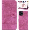 Bxithnr Custodia iPhone 15 Pro Max Premium Pelle PU Portafoglio Funzione Supporto Slot per Scheda Protezione Completa Magnetica Flip Custodia a Libro Libretto per iPhone 15 Pro Max - Rosa