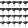 QUARKZMAN 20pz Manopole a T con Viti a Testa Alare M6x12mm Manopole a T Plastica Filettatura Maschio standard Maniglie Manopole Serraggio a mano Vite a testa Zigrinata, Nero