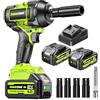 Robustrue 1100N.m avvitatore a impulsi, 2 x 4000mAh Avvitatore a Batteria con caricatore rapido, motore brushless da 21V Avvitatore elettrico a impulsi con 4 Punzoni, 0-1400/1900/2400RPM Regolabile