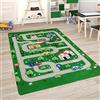 Paco Home Tappeto Bambini Cameretta Da Gioco Bebè Tappeto Bambini Stradale Da Gioco, Dimensione:80x150 cm, Colore:Verde