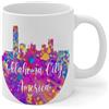 Wodevor Tazza divertente America Oklahoma City, tazza da caffè e tè, grattacieli della città, sagome di edifici, tazze motivazionali in ceramica per uomini, marito, moglie, coppie sposate, 325 ml, bianco
