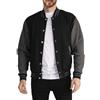 Oanviso Uomo Giacca da Baseball Moda Giacca Oldschool College Jacket Casual Felpa Cappotto con Bottoni Retrò Bomber Jacket Moto Giubbotto da Varsity Sweat Jacket A Nero XXL