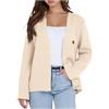Generic Cardigan leggero da donna, a maniche lunghe, elegante, giacca per le mezze stagioni, con un bottone, con scollo a V, per il tempo libero, maglione a maniche lunghe, beige., L