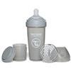 Twistshake Pro Double Biberon Anticolico con Contenitore per Latte in Polvere - 330ml | Capezzolo Simile al Seno in Silicone a Flusso Rapido | Senza BPA | Adatto per Bambini dai 4 Mesi in Su | Grigio