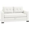 HOMCOM Divano letto a 2 posti con schienale imbottito, cuscini e materasso a scomparsa, divano in tessuto effetto lino per soggiorno, camera degli ospiti, 147,5 x 75 x 85 cm, bianco