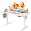 WALKINGDESK Scrivania Regolabile in Altezza con Supporto per Monitor, 120 x 60 cm Scrivania Elettrica con Cassetti Standing Desk con Supporto per Telefono, Scrivania in Piedi, 3 Ganci, Bianca