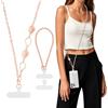 MoKo Phone Chain Crossbody, Cordino per Cellulare in Metallo, Cordino Universale per iPhone, Samsung, Tracolla × 1, Cinturino da Polso x 1, Toppe × 2, Oro Rosa