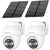 YESKANO Telecamera Wi-Fi Esterno Senza Fili Con Pannello Solare, 2PZ