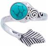 mantraroma Anello in argento 925 con pietra turchese, misura regolabile, vero argento sterling da donna, regalo