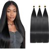 Locescsoc 28 Inch Straight Hair Extensions 150g 3 Packs Bone Straight Braiding Hair, Soft Synthetic Bundles Crochet Braids Hair Bundles for Braiding (1B, 28 Inch 3 Packs)