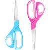 Vutyvve Forbici per mancini, 22,9 cm, in acciaio inox, con impugnatura morbida, per casa, scuola, ufficio, rosa/celeste, confezione da 2