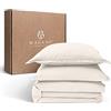 Magano® Set di biancheria da letto di alta qualità, morbido e non necessita di stiratura (beige, 200 x 220 + (2 X) 80 x 80 cm)