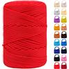 LEREATI Cordino per Borse Uncinetto, Corda Macrame 3mm x 170m Corda in Poliestere Filo Macrame, Macramè Filo Cordoncino per Borse a Uncinetto, Fai Da Te, Regalo per Maglieria (Rosso)