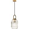 ZTTECH Lampada a Sospensione in Vetro Trasparente con Paralume in Vetro Rigato e Finitura Bronzo, Lampada a Sospensione Moderna Retro Plafoniera (`140mm)