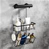 HouseUp Mensola per doccia da appendere, senza foratura, colore nero, supporto per shampoo, per doccia, cestino da bagno, organizer per doccia